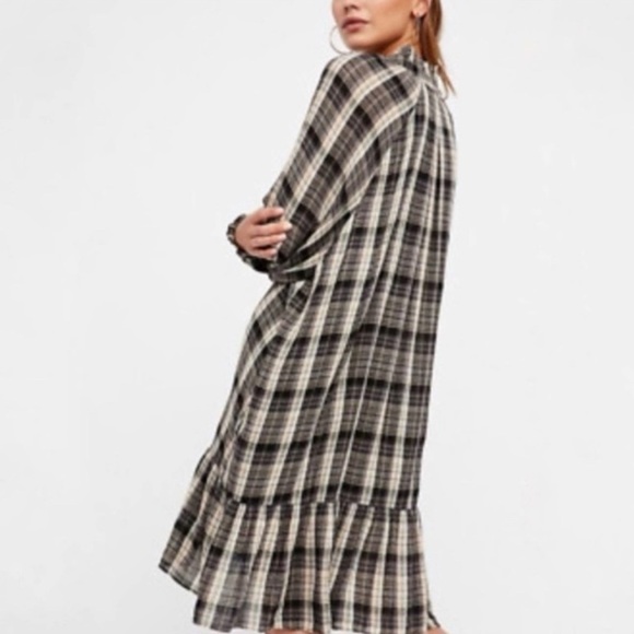Free People Red Moon Plaid Mini Dress In Blue, Black & Grey Size XS $128 - Picture 3 of 6